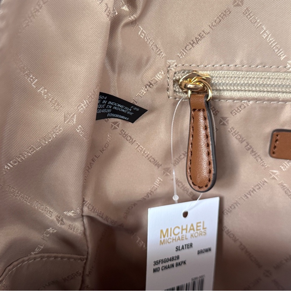 Michael Kors Slater Medium MK Brown Backpack - Picture 10 of 14
